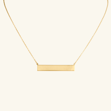 Horizontal Engravable Bar Necklace, Made in 14k solid gold