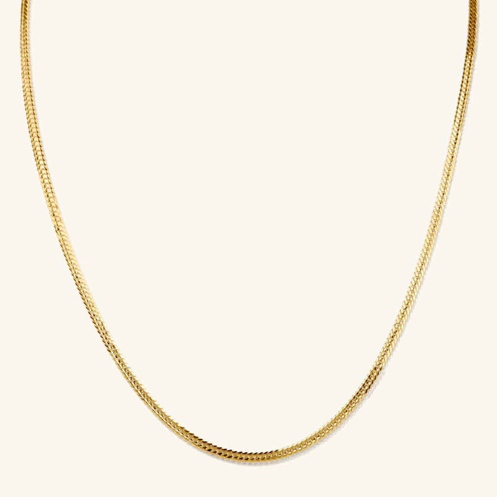 Concave Curb Chain Necklace, Made in 18k solid gold