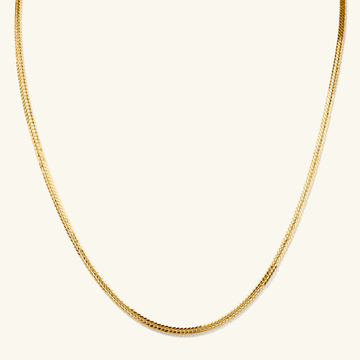 Concave Curb Chain Necklace, Made in 18k solid gold