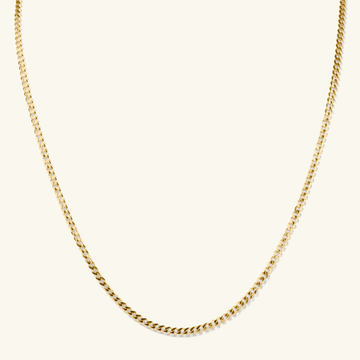 Flat Curb Chain Necklace, Made in 18k solid gold