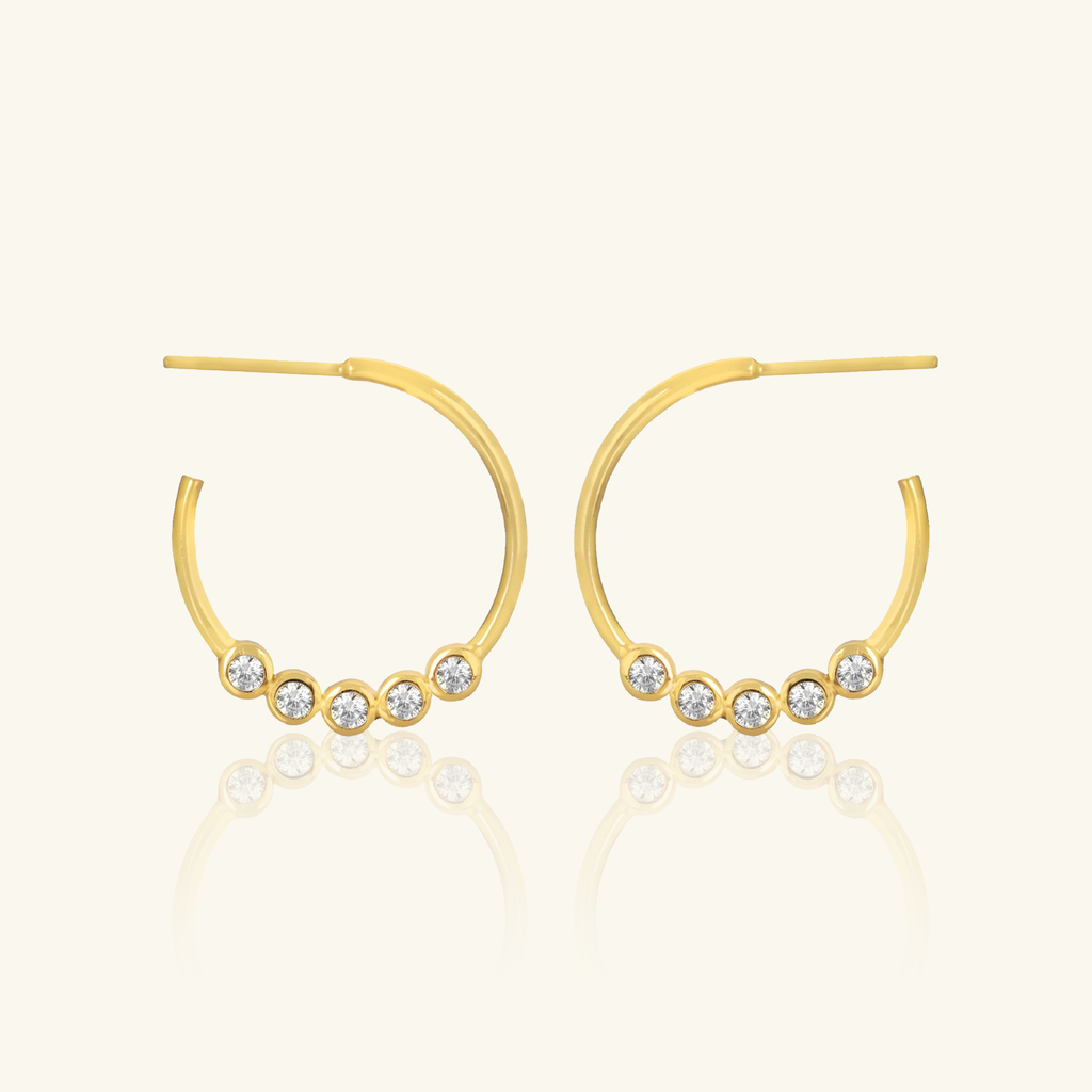 Crystal Midi Hoops, Handcrafted in 925 sterling silver