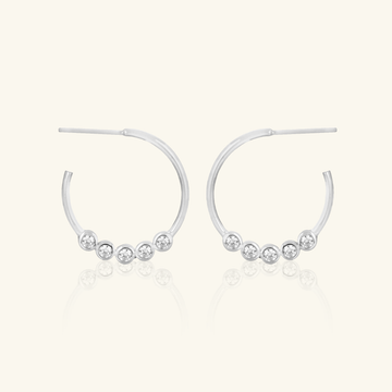 Crystal Midi Hoops Sterling Silver, Handcrafted in 925 sterling silver