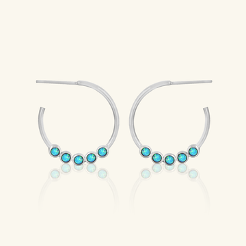 Tiffany Opal Midi Hoops Sterling Silver,Handcrafted  in 925 Sterling Siver