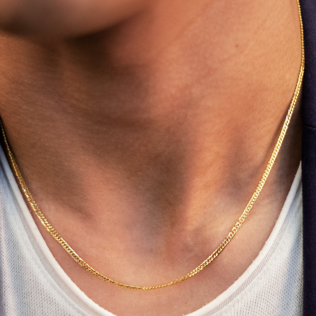 Flat Curb Chain Necklace, Made in 18k solid gold