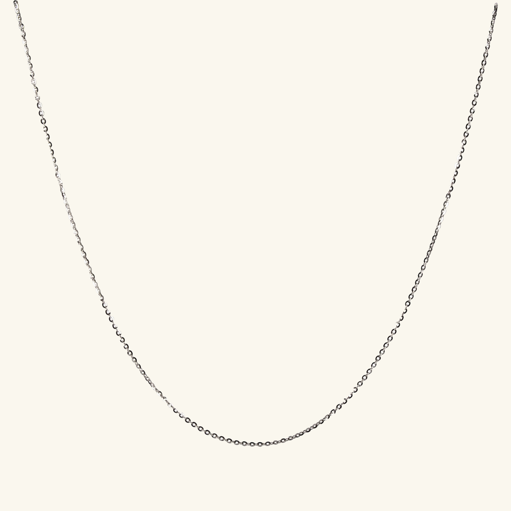 Long Chain Necklace White Gold, Made in 18k solid gold