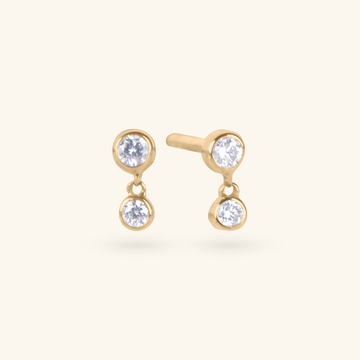 Diamond Station Studs, Made in solid 14k gold and set with diamonds in bezel setting