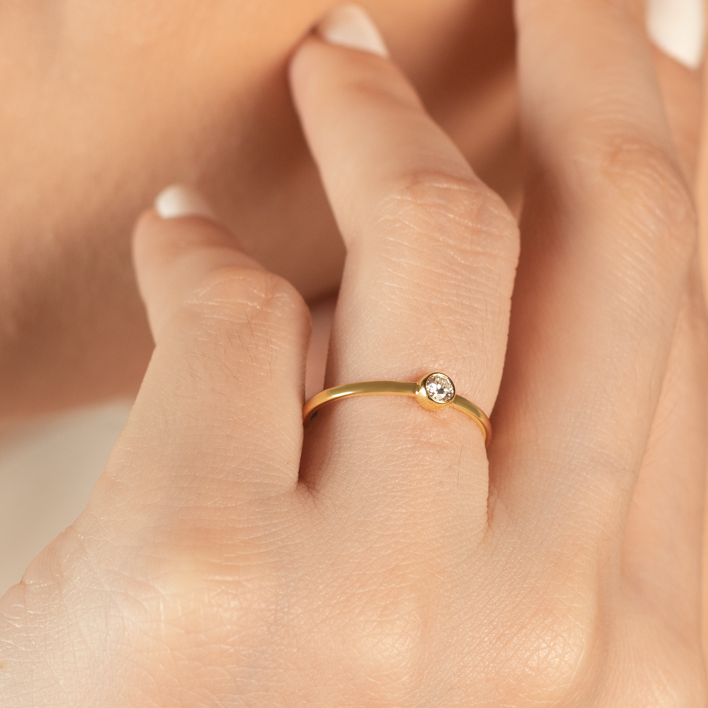 Solo Diamond Ring,Made in 14k Solid Gold