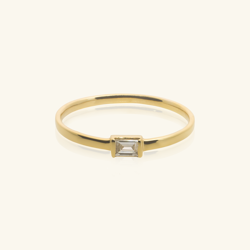 Solo Baguette Ring,Made in 14k solid gold