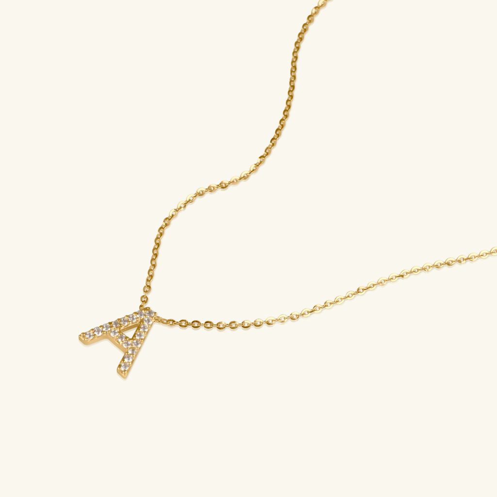 Letter Necklace, Made in 14k solid gold