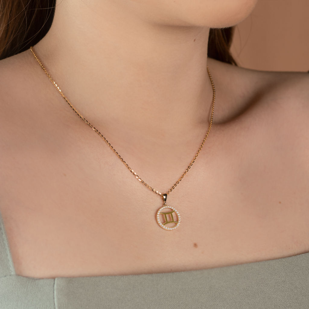 Gemini Pendant, Made in 14k solid gold