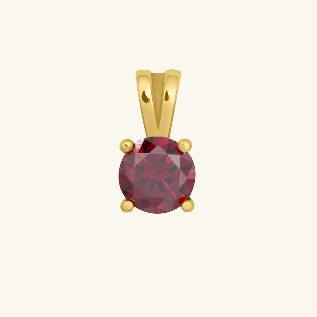 Birthstone - Round Pendants- Colored Cubic Zirconia, Set in 18k Solid Gold