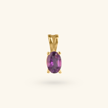 Amethyst Oval Pendant, Made in 18k Solid Gold