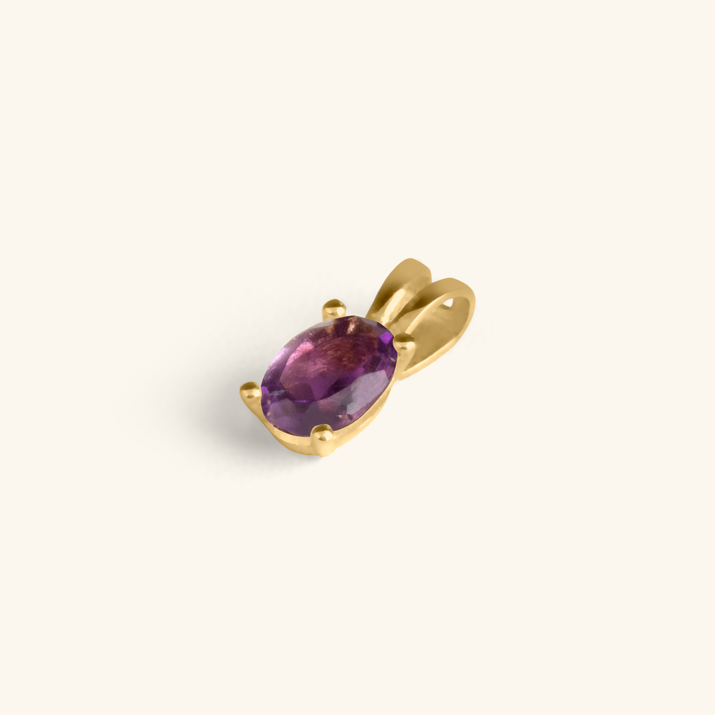 Amethyst Oval Pendant, Made in 18k Solid Gold
