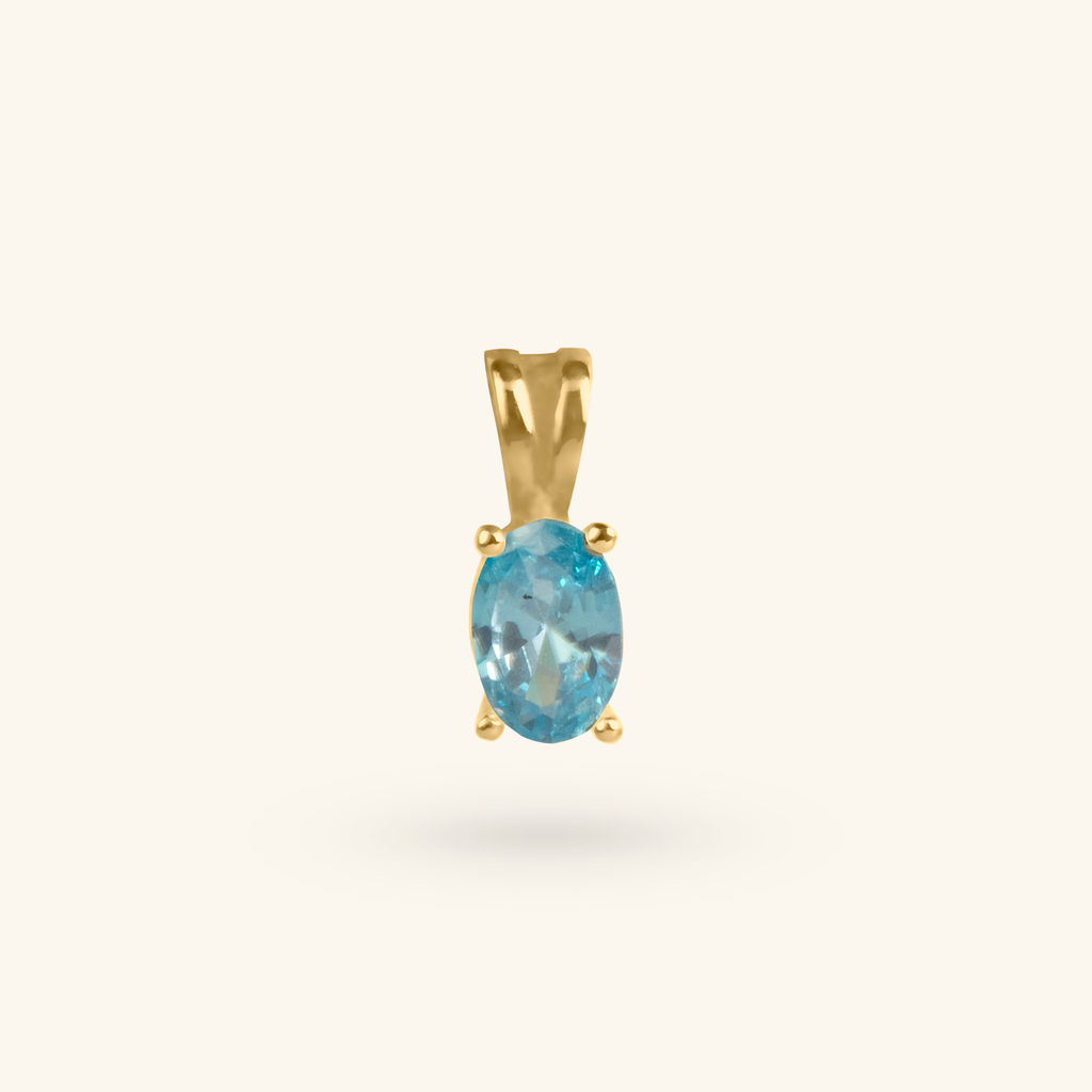 Blue Topaz Oval Pendant, Made in 18k Solid Gold