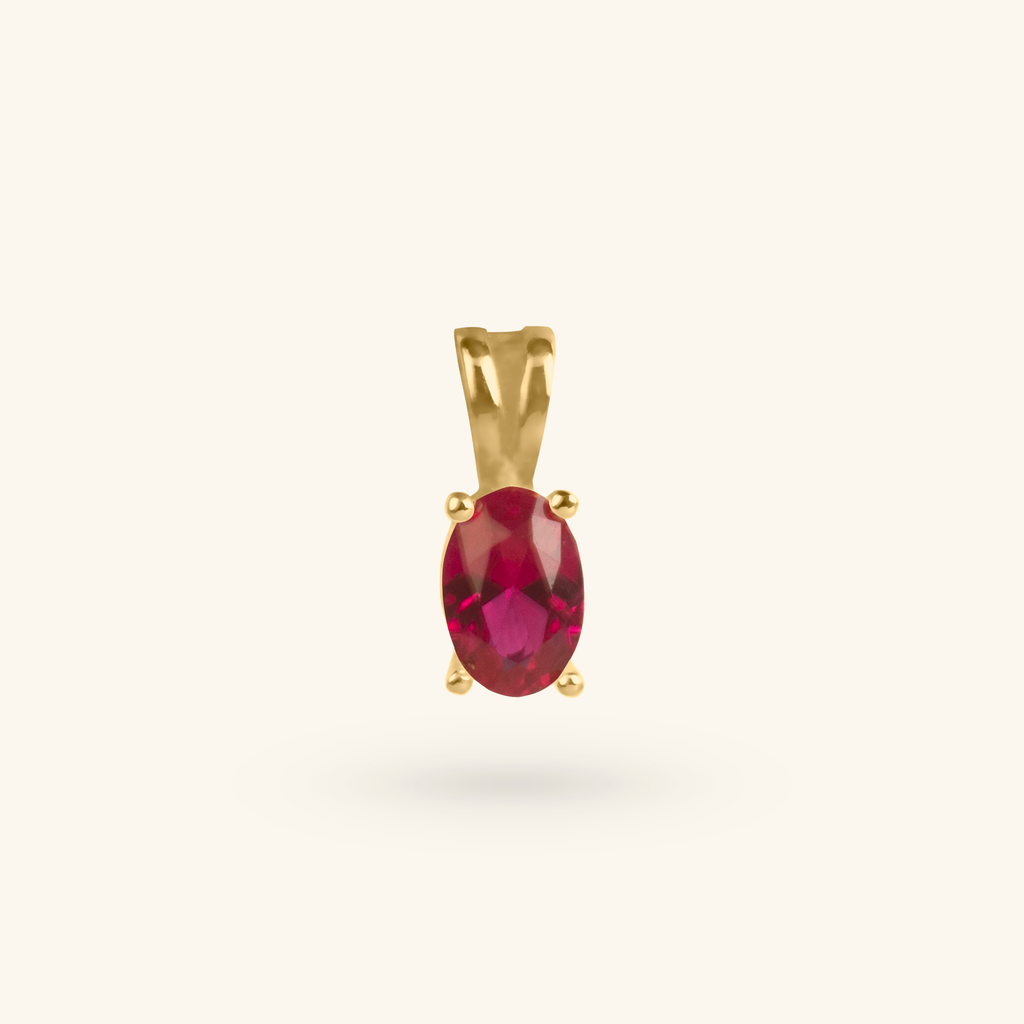 Ruby Oval Pendant, Made in 18k Solid Gold