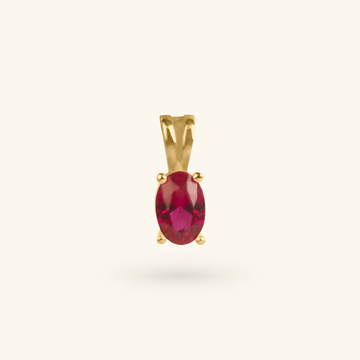 Ruby Oval Pendant, Made in 18k Solid Gold