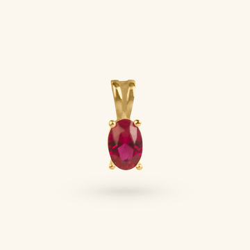Birthstone Oval Pendant Ruby, Made in 18k Solid Gold