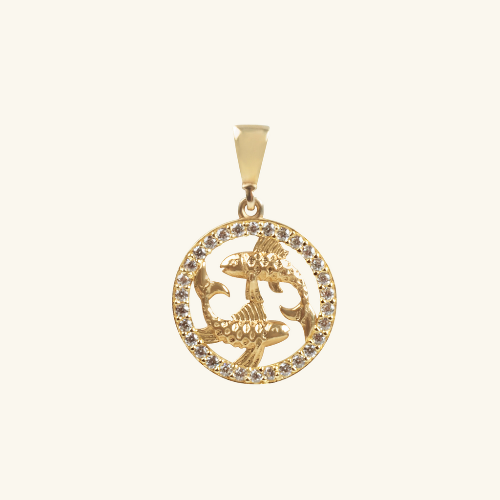 Pisces Zodiac Pendant, Made in 18k solid gold