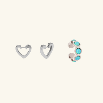 Opal + heart Bundle Sterling Silver, Handcrafted in 925 Sterling Silver