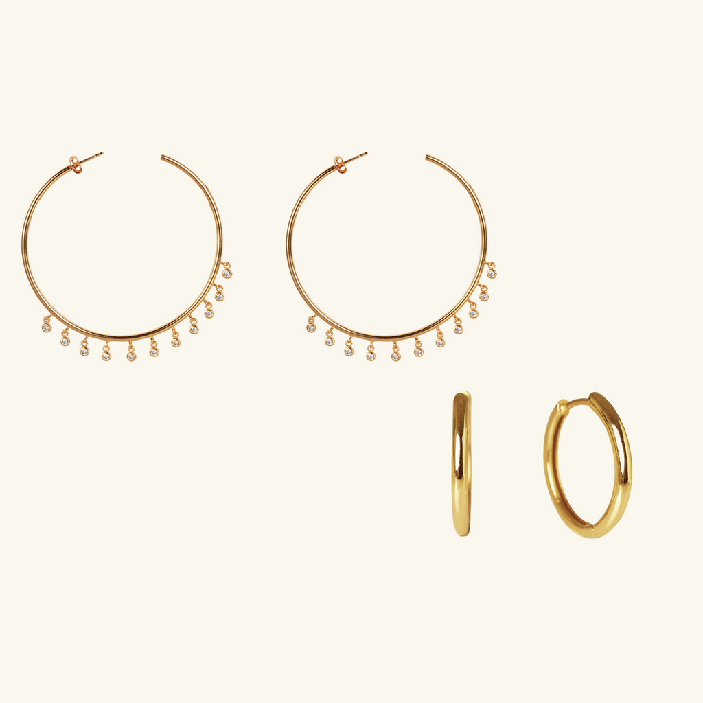 Shaker Crystal Hoops bundle,Handcrafted in 925 Sterling Silver