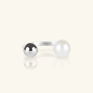 Mini Pearl Open Ring, Handcrafted in 925 sterling silver