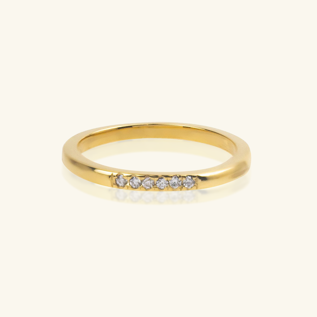 Diamonds Line Ring, Handcrafted in recycled 14k solid gold