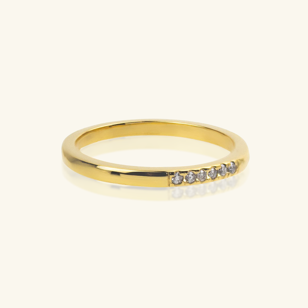 Diamonds Line Ring, Handcrafted in recycled 14k solid gold