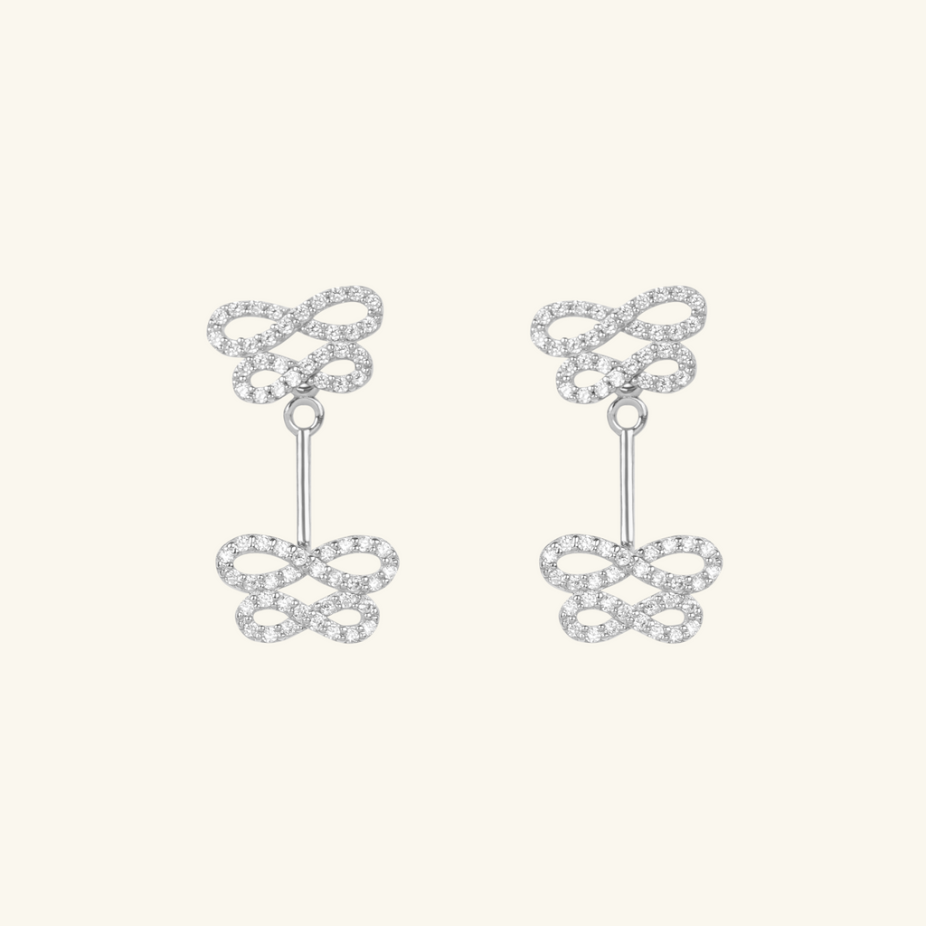 Double Infinity Drop Studs, Made in 14k solid gold.    
