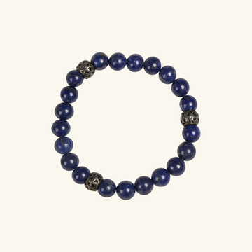 Lapis Lazuli Bead Bracelet, Handcrafted in 925 sterling silver