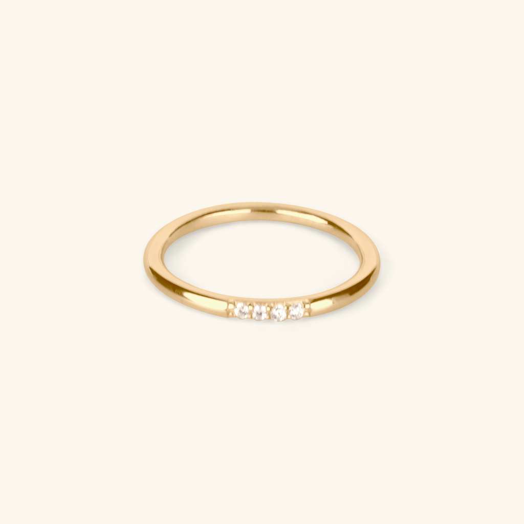 Cz Slim Stacker Ring, Made in 14k solid gold