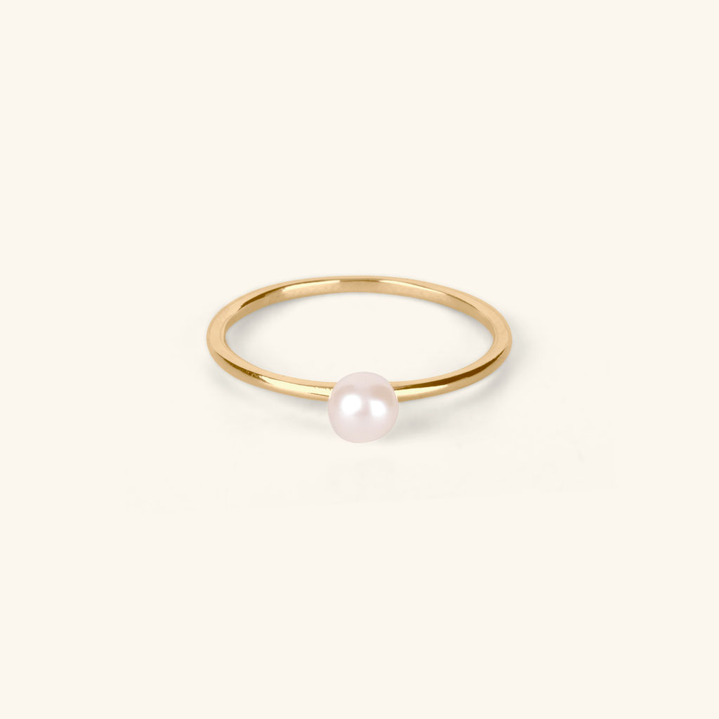 Pearl Stacker Ring, Made in 14k solid gold