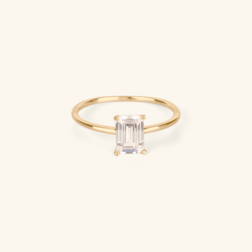 Emerald Cut Ring Stacker, Made in 14k solid gold