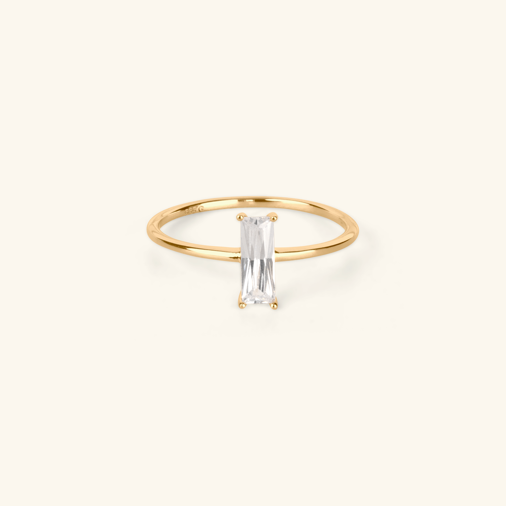 Baguette Cut Ring Stacker, Made in 14k solid gold