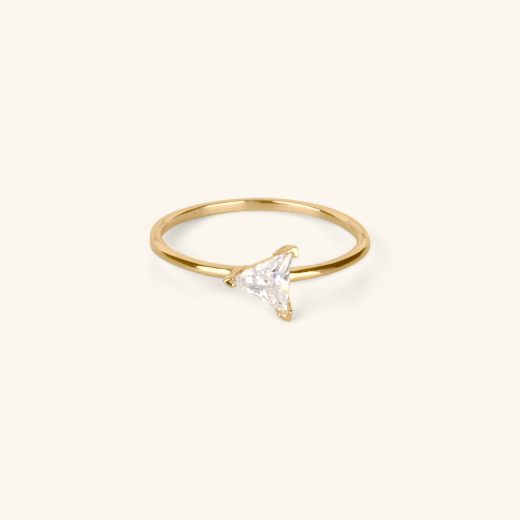 Triangle Cut Stacker Ring,Made in 14k Solid Gold
