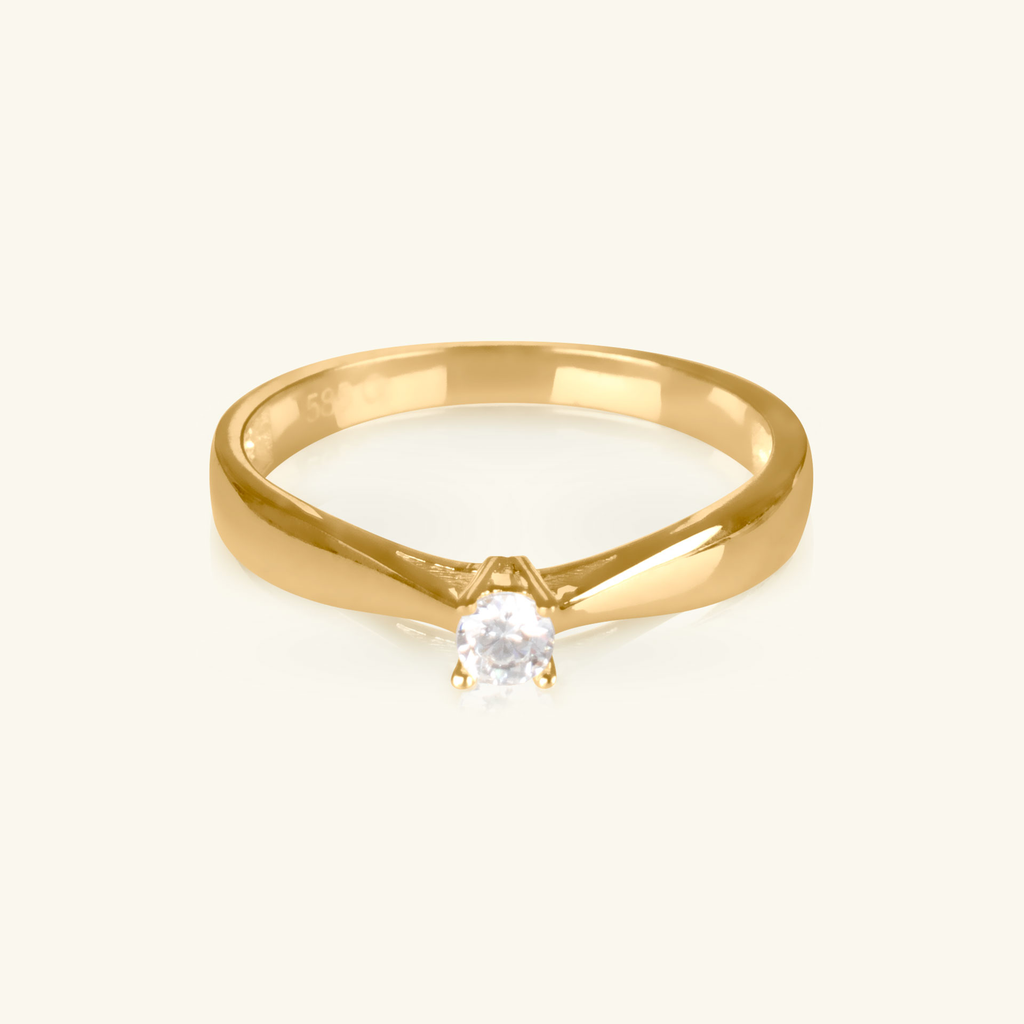 Round Cut Ring, Made in 14k solid gold