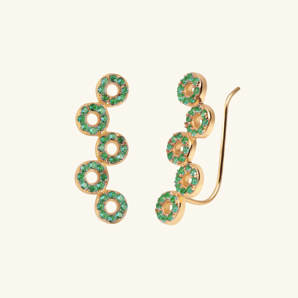 Halo Cluster Climbers Green, Handcrafted in 925 sterling silver
