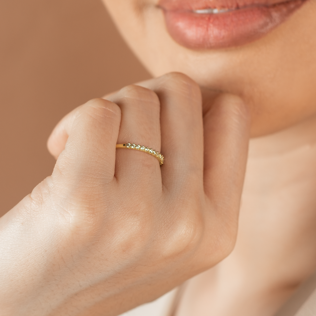 Half Eternity Band, Made in 14k solid gold