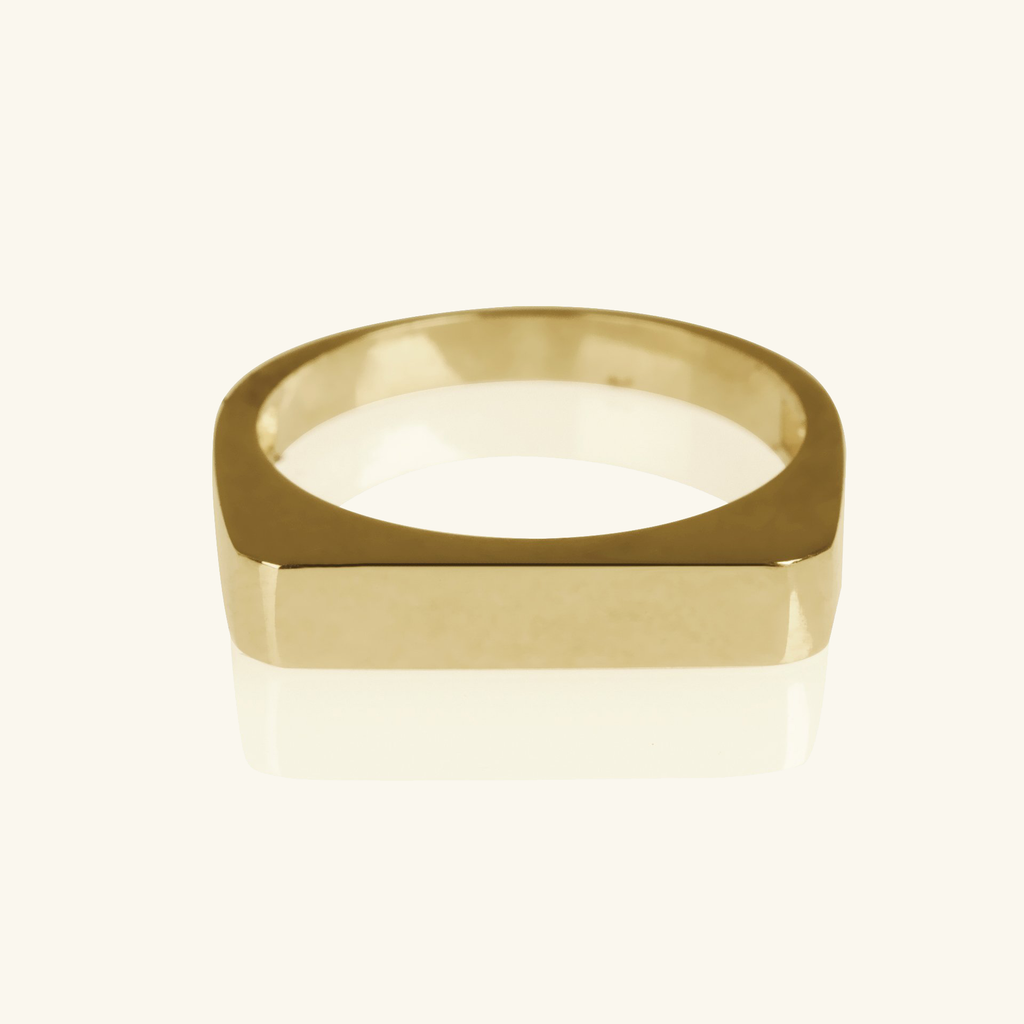 Engravable Bar Ring, Made in 18k solid gold