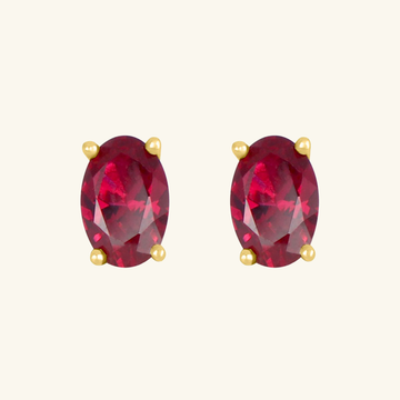 Ruby Oval Studs, Set in 18k Solid Gold
