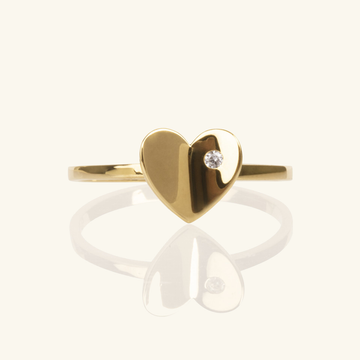 Concave Heart Ring, Made in 18k soilid gold