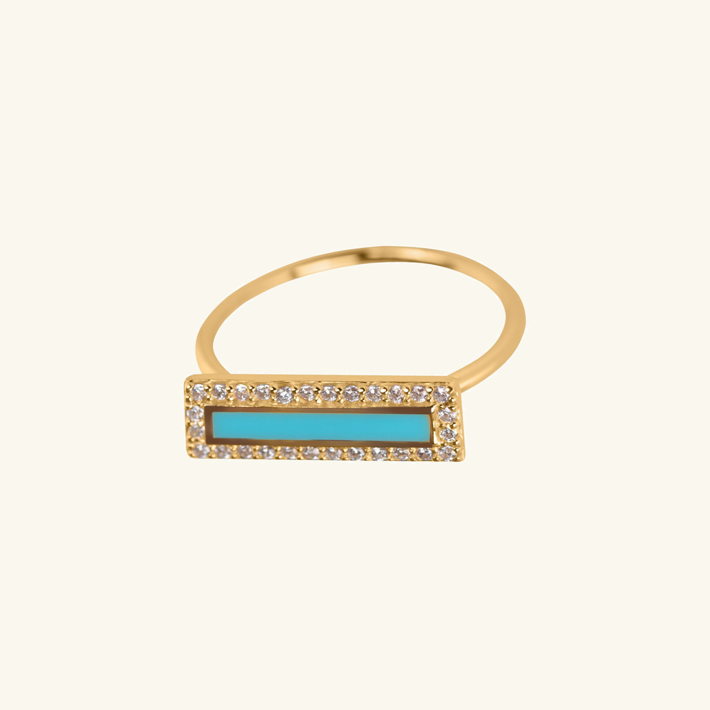 Turquoise Bar Ring,Handcrafted in 925 Sterling Silver