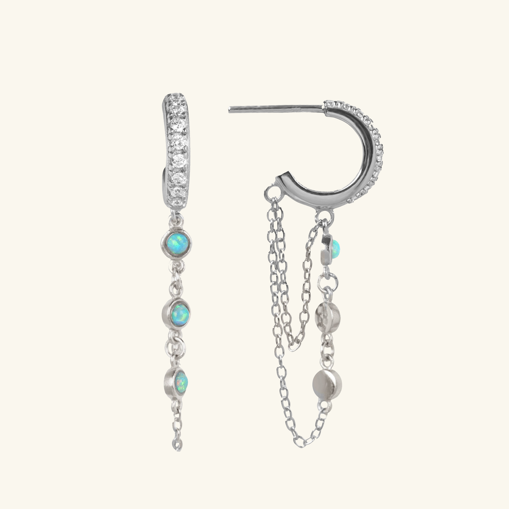 Tahmi Drop Earrings Sterling Silver,Handcrafted in 925 Sterling Silver