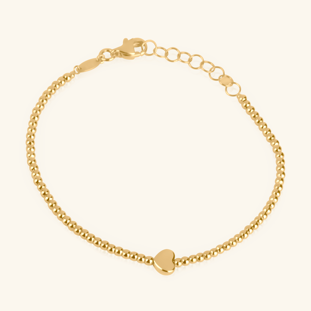 Solo Heart Spheres Bracelet,Made in 14k Solid Gold