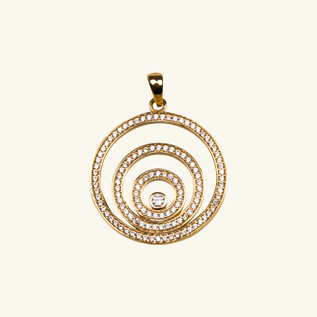 Halo Pendant, Made in 14k solid gold