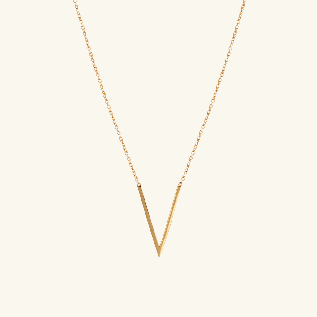 Thin V Necklace.Handcrafted in 925 Sterling Silver