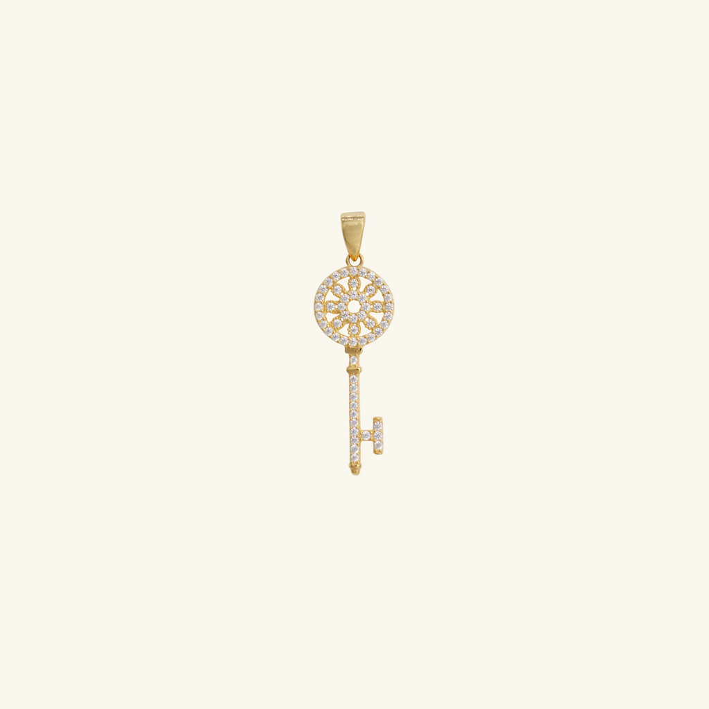 Mini Key Pendant, Made in 18k yellow gold