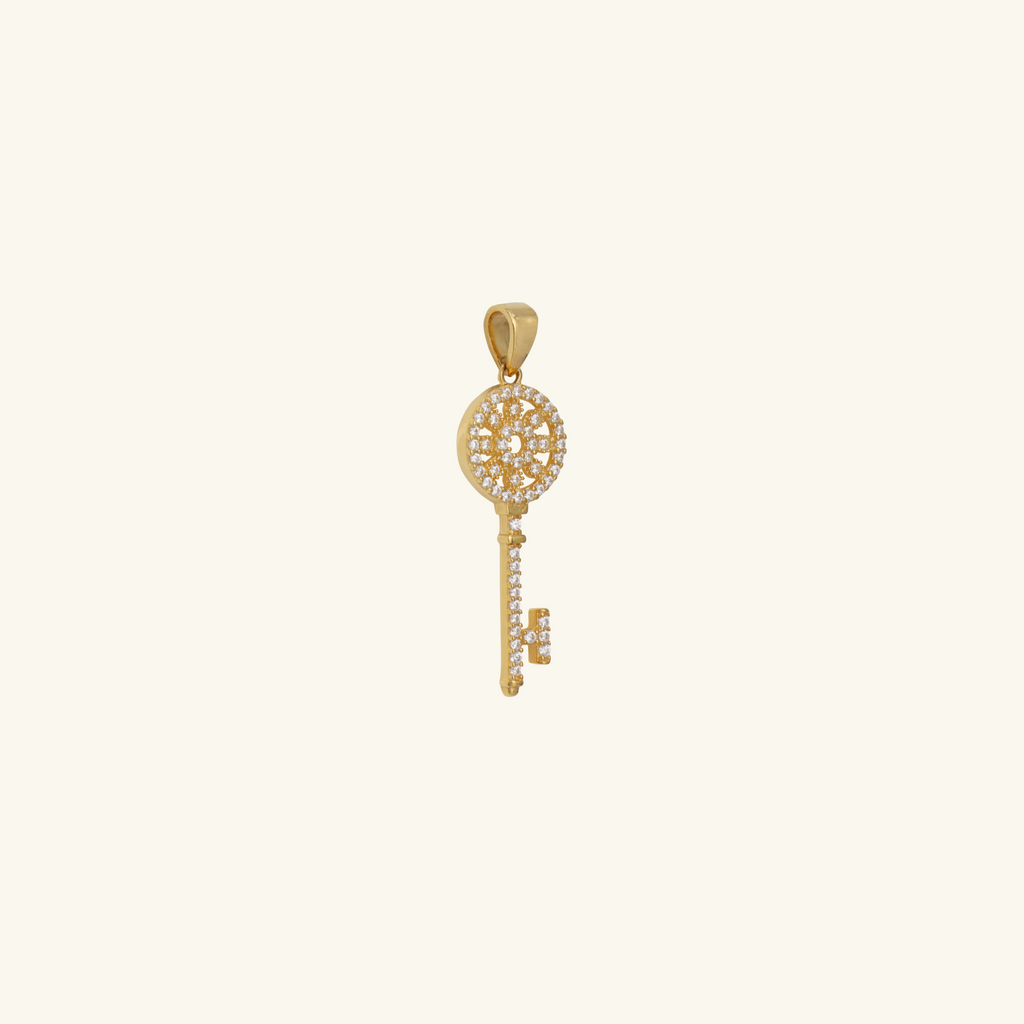 Mini Key Pendant, Made in 18k yellow gold