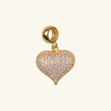 Pavé Heart Charm Pendant, Made in 18k solid gold