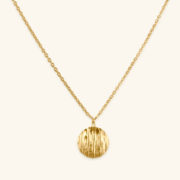 Brushed Pendant Necklace, Made in 14k solid gold