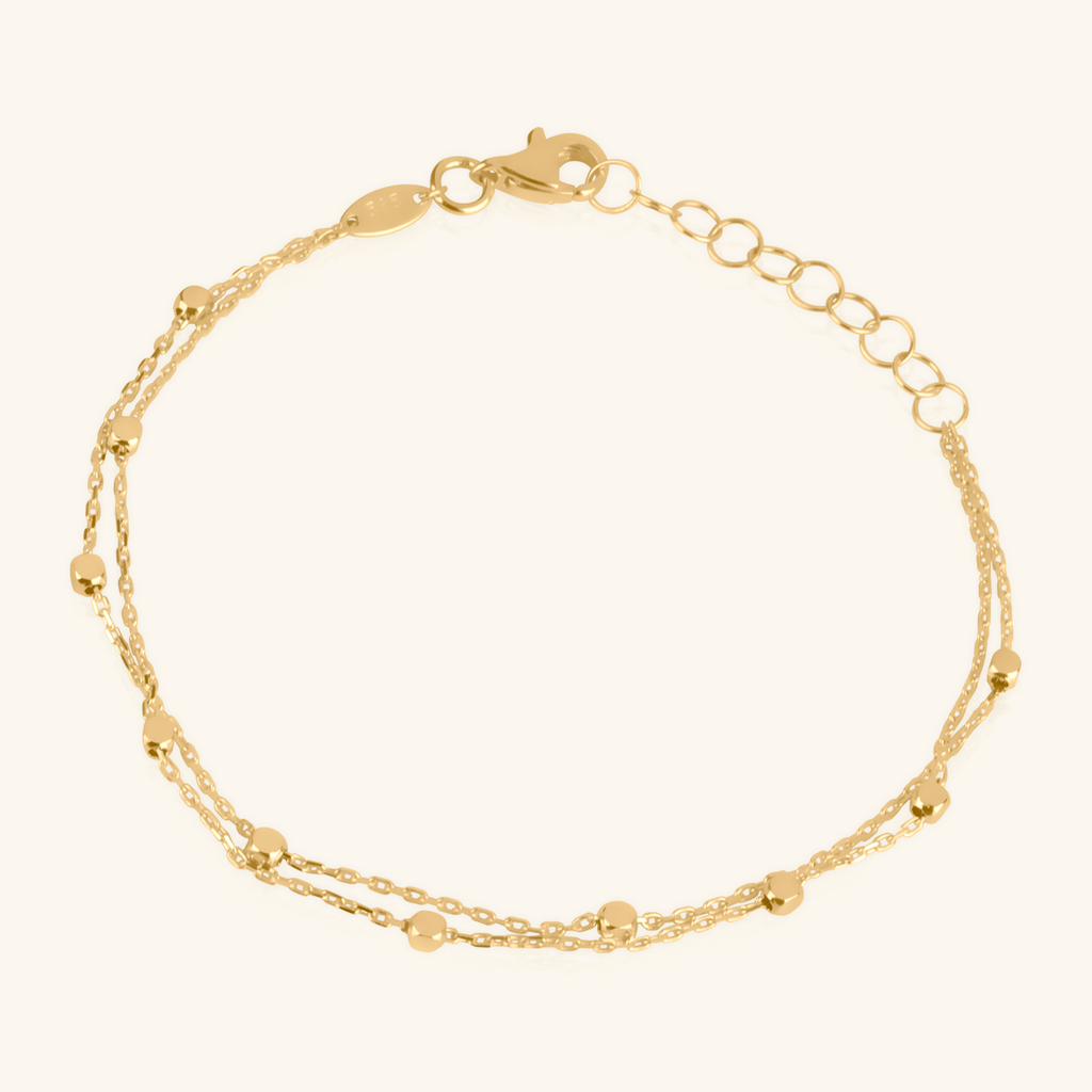 Layered Sphere Chain Bracelet, Handcrafted in 14K solid gold
